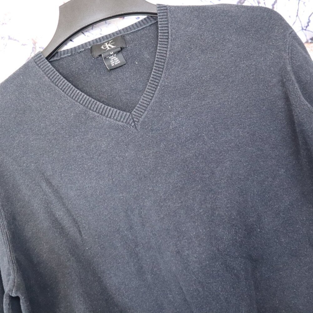 CHARCOAL SWEATER M Calvin Klein Cotton Fall Winter Neutral Basic Office Work